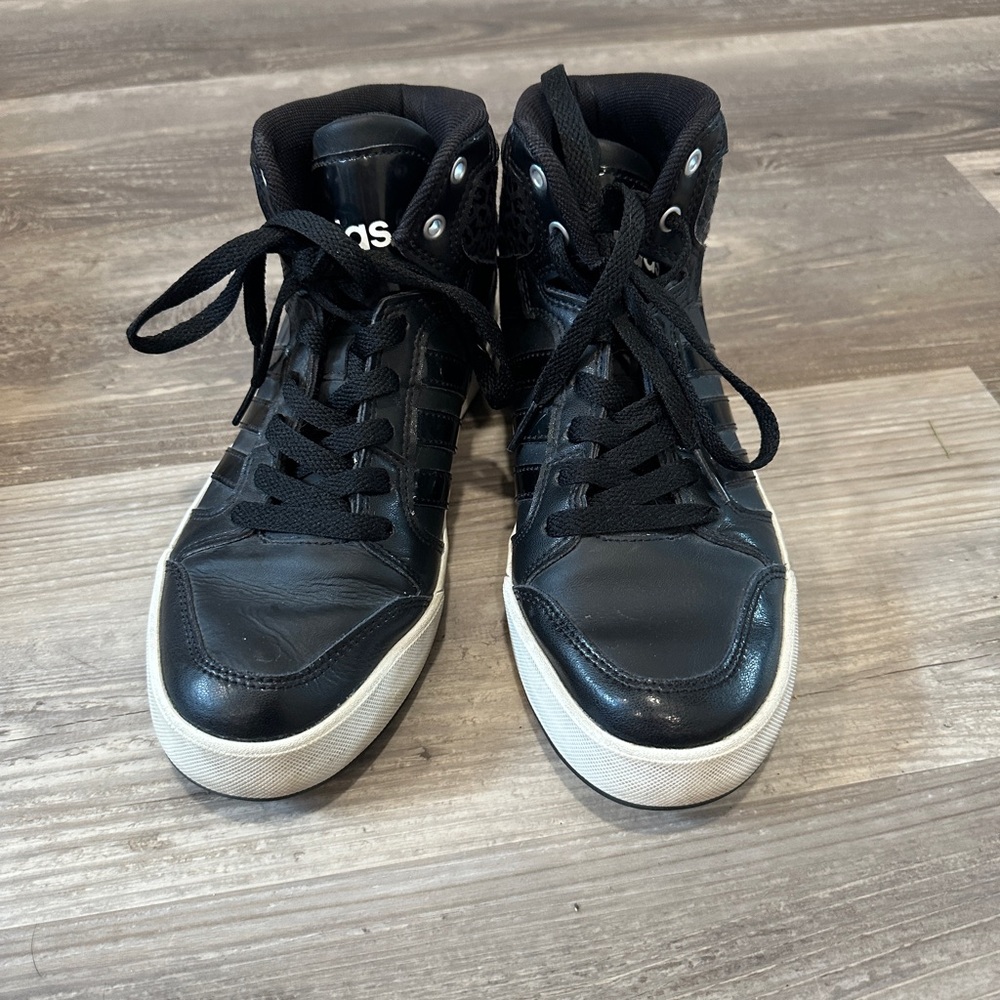 Women’s adidas high top sneakers with cheetah print detail